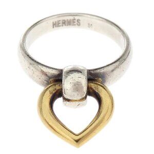 Hermes Heart Knock Ring 18K SV925 #51 Jewelry 117778